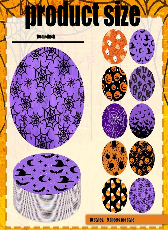 Denylo pro 90Pcs Halloween Disposable Paper Coasters 4 Inch Halloween Bat Spider Pumpkin Ghost Drink Paper Coaster for Halloween Home Kitchen Office Housewarming Party Table Decoration Supplies - Image 2
